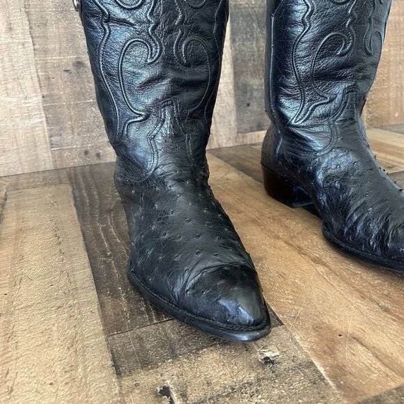 Los Altos Black Full Quill Ostrich Western Cowboy Boots Mens 13 D - Picture 11 of 12